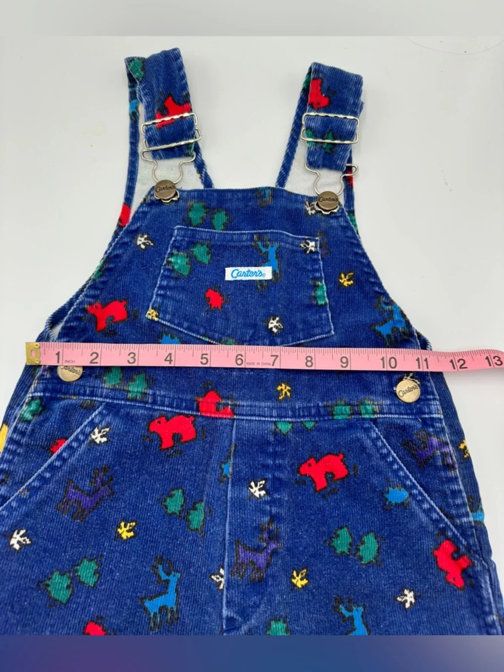 Carter's Vintage Y2K Colorful Corduroy Overalls All Over Print Forest Themed 2T